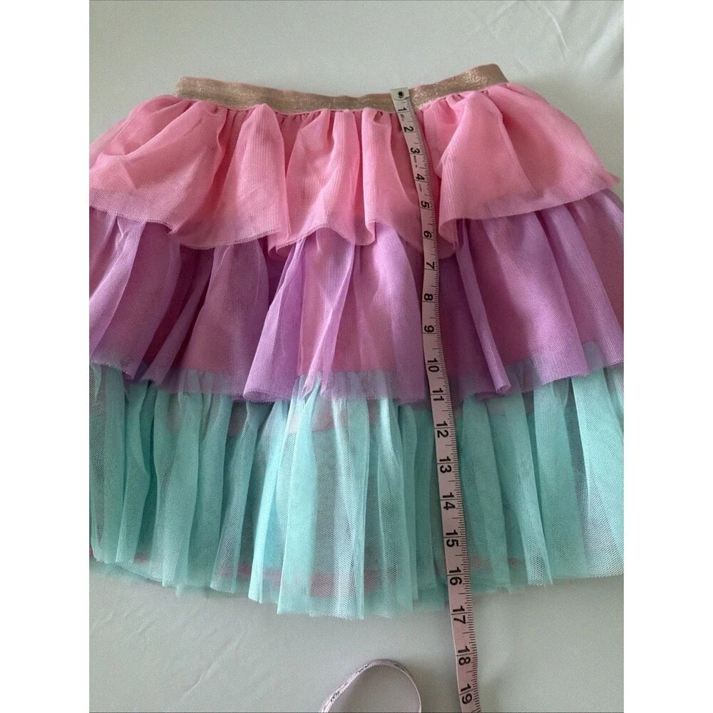 Gymboree Ruffle Tulle Tutu Skirt Girls Sz 12 Birthday Tiered Pink Purple Teal
